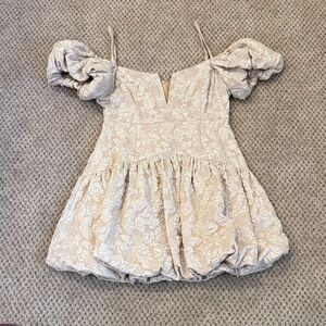 Selfie Leslie Cream Puff Sleeve Mini Dress